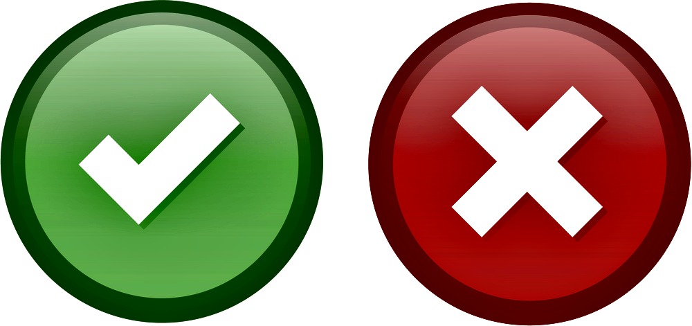 Tick and Cross buttons in green and red colors